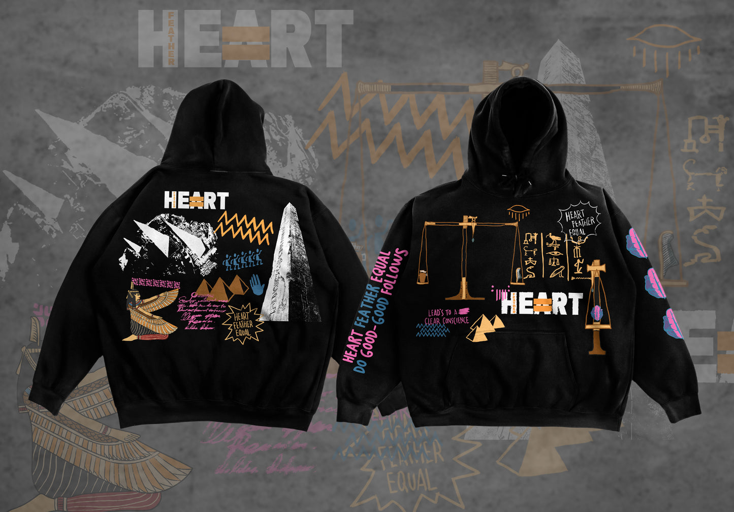 HEARTFEATHEREQUAL AESTHETIC STREETWEAR ARTWORK HOODIE